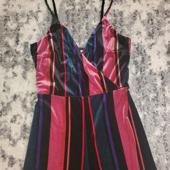 Speechless Velvet Striped Jumpsuit  EUC - Picture 5 of 14